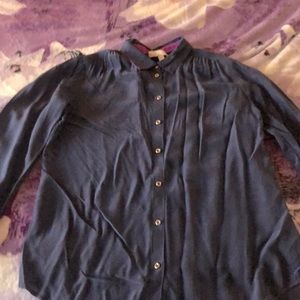 Banana Republic Women’s Button down shirt SILK MEDIUM DARK BLUE